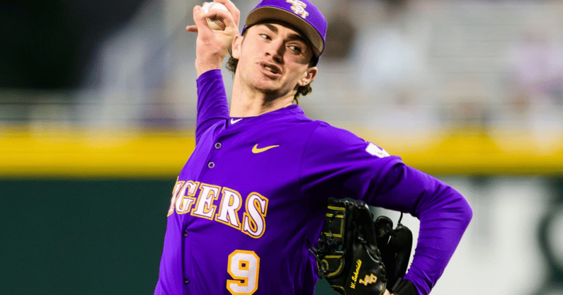 LSU freshman pitcher William Schmidt got his first college win (Photo: Reagan Cotten/LSU Athletics)